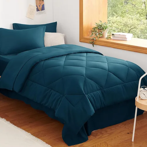 Miniatura 52 de CozyLux - Juego de edredón en una bolsa, para dormitorio universitario, todas las estaciones, edredón, sábanas y fundas para almohada y decorativas