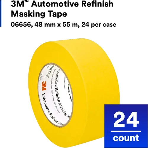 Miniatura 3 de 3M Cinta adhesiva de acabado automotriz 388N, 06656, 1.890 in x 180.4 ft, amarilla, respaldo de crepé, resistente a la humedad, multiusos