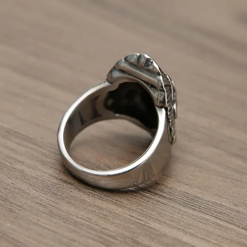Miniatura 3 de HZMAN Anillo de cabeza de jefe indio para hombres y niños, de acero inoxidable, vintage, nativo americano, tribal, líder, guerrero, cazador