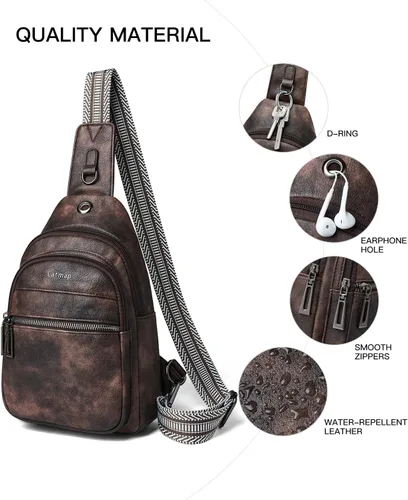 Miniatura 5 de Bolso bandolera para mujeres y hombres, bolso cruzado de hombro, mochila tipo cangurera, bolsa de viaje de piel sintética