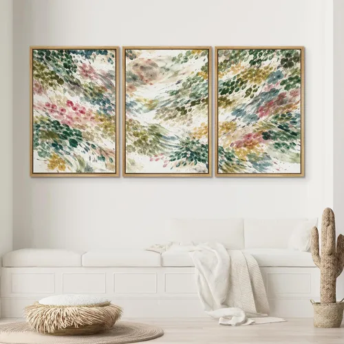 Miniatura 488 de SIGNWIN Lienzo enmarcado para pared, arte con pinceladas de flujo neutro en tonos beige abstractos, ilustraciones, arte moderno, decorativo