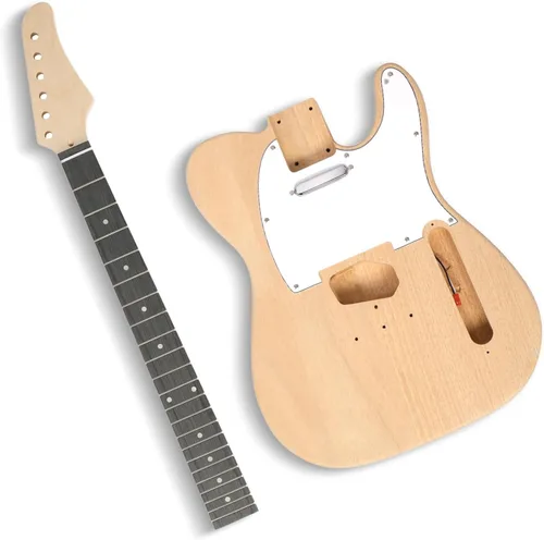 Miniatura 8 de Ktaxon Kit de guitarra eléctrica DIY con cuerpo de caoba, kit de guitarra eléctrica de 6 cuerdas de tamaño completo con cuello de arce, correa