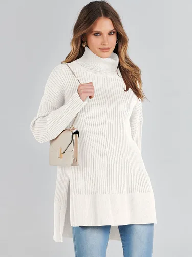 Miniatura 6 de ANRABESS Suéter de cuello alto de gran tamaño para mujer 2023, suéter de punto acanalado de moda para otoño