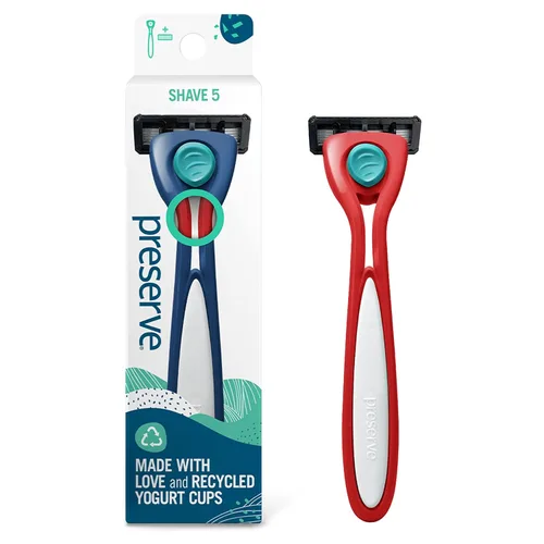Preserve Shave 5 Maquinilla de afeitar recargable de cinco hojas, hecha de materiales reciclados, rojo amapola Poppy Red