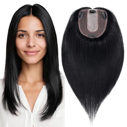 Miniatura 8 de MY-LADY Extensiones de cabello humano para mujeres, cabello natural 10 * 12CM, base de seda con encaje, densidad 130%, pasadores Remy, 6 pulgadas