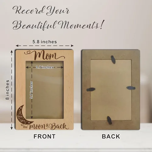 Miniatura 3 de Marco de fotos de madera con texto en inglés "I Love You To The Moon & Back", marco decorativo para fotos de 4 x 6 pulgadas, regalos del día