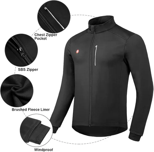 Miniatura 2 de Przewalski - Chaqueta de ciclismo para hombre, chaqueta para correr, térmica, cortavientos, transpirable, reflectante, cortavientos