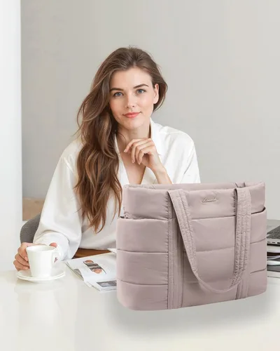 Miniatura 3 de LOVEVOOK: bolsa de mano para mujer, bolsa de trabajo grande acolchada para laptop, bolsa de viaje ligera con cremallera, regalos para mujer