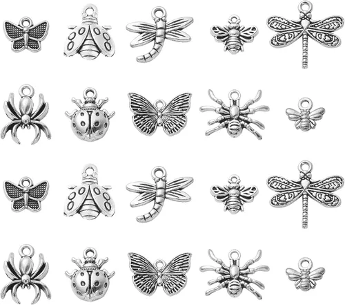 Miniatura 11 de UR Urlifehall 100 dijes tibetanos con nudo de lazo plateado y mariposa, colgantes de aleación de estilo tibetano para aretes y fabricación de joyas