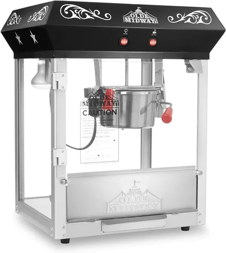 Olde Midway - máquina de hacer palomitas estilo bar, con hervidor de 6 onzas - Negro