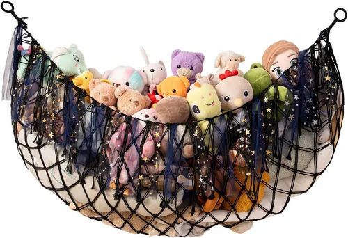 Hamaca grande para animales de peluche, red para colgar en la pared de 59 pulgadas de largo para almacenamiento de animales de peluche, hamaca de