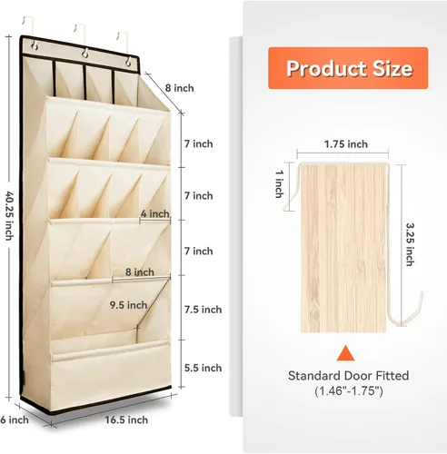 Miniatura 6 de FENTEC 1 paquete de organizadores de zapatos para colgar sobre la puerta, organizador de zapatos colgante con bolsillo profundo grande para zapatos