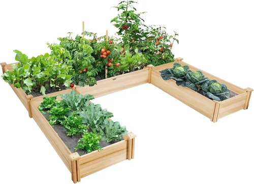 Miniatura 11 de Giantex Cama de jardín elevada de madera, 40 x 40 pulgadas, maceta cuadrada de madera de abeto con base abierta para verduras, flores, hierbas