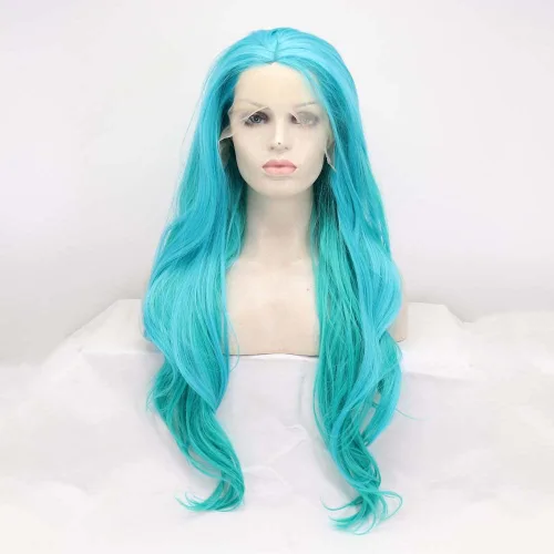 Miniatura 22 de 1001 #Color sintético rubio blanco encaje frente pelucas para mujeres pelo rubio platino largo cuerpo onda peluca resistente al calor fibra larga