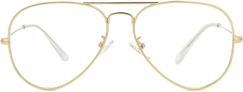 Miniatura 3 de JOVAKIT Lentes de aviador transparentes para mujeres y hombres, lentes sin receta, lentes de bloqueo de luz azul, marco de metal