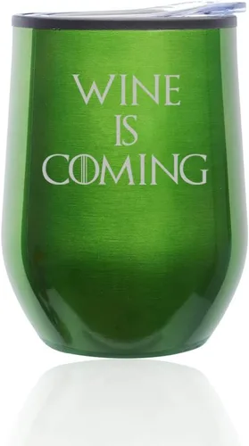 Miniatura 7 de Stemless Wine Tumbler Coffee Travel Mug Glass With Lid Wine Is Coming Funny (Turquoise Teal)