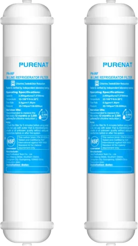 Miniatura 7 de Filtro de Agua en Línea para Refrigerador y Máquina de Hielo (Paquete de 2), Repuesto de Filtro de Carbón Post de Conexión Push de 1/4" para Sistema