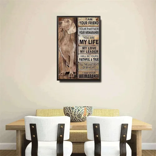 Miniatura 4 de Letrero de Metal Signo de Lata Arte de Pared Vintage Soy Tu Amigo Regalo para Amantes del Weimaraner Arte de Pared Vintage Impresiones