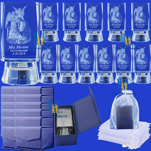 Miniatura 2 de Primera Comunión para niña, 12 piezas de recuerdo de cristal 3D, regalos de Primera Comunión, personalización y personalización, grabado grabado