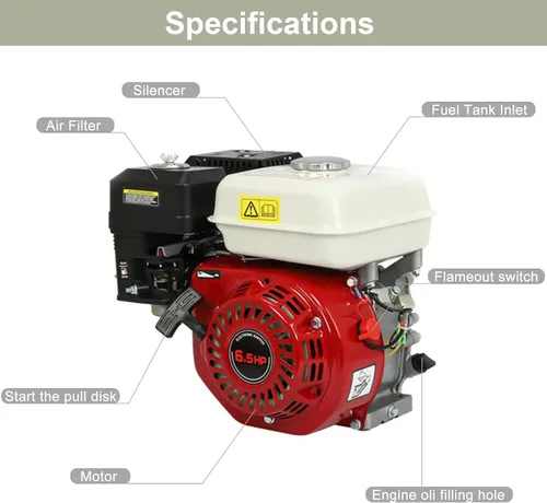 Miniatura 8 de Motor de motor para kart, motor de gasolina, motor de gasolina de 6.5HP 4 tiempos de cilindro único de 160CC, motor de gasolina de arranque manual