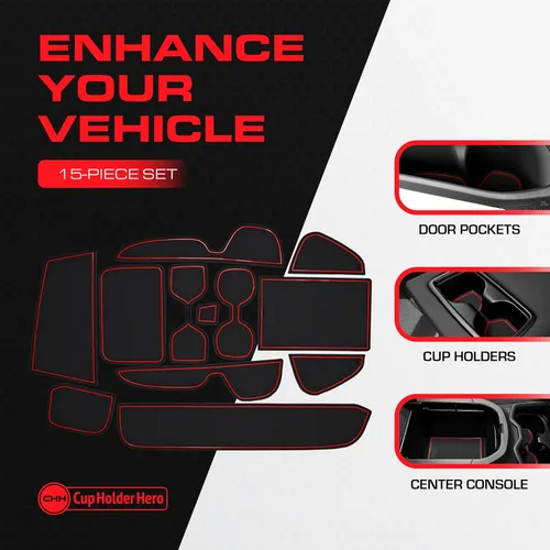 Miniatura 2 de CupHolderHero Compatible con accesorios Toyota RAV4 2019-2024, insertos de portavasos antipolvo antideslizantes personalizados de alta calidad, Rojo