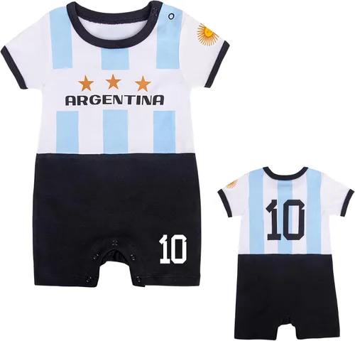 Cnins Camiseta de fútbol para niños pequeños de 0 a 24 M para fanáticos de los deportes, camiseta de fútbol para niñas recién nacidas, mameluco de