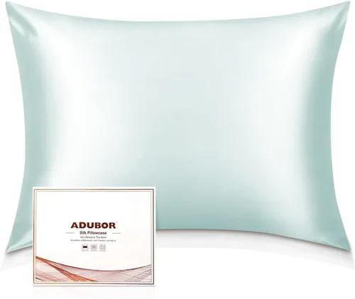 Miniatura 8 de Adubor Funda de almohada 100% de seda, fundas de almohada de seda de morera, 22 fibras de grado Momme 6A, funda de almohada de seda para la salud