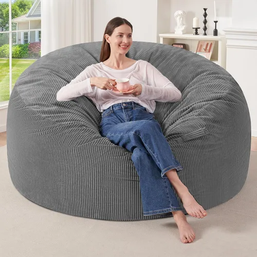 Miniatura 39 de HABUTWAY 2 puf de 2 pies, puf gigante para adolescentes y adultos, puf grandes con relleno de espuma viscoelástica, puf grandes con funda de pana