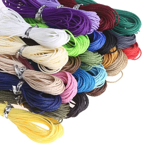 Miniatura 2 de Cuerda encerada de poliéster de 0.039 pulgadas para pulsera de macramé para manualidades, 24 colores, 131 yardas..