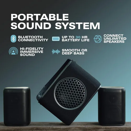 Miniatura 2 de Rocksteady Stadium 2: Paquete de dos altavoces y un subwoofer 2.1 - Inmersivo, conectable y hasta 45 m de alcance. Hasta 30 horas de vida útil
