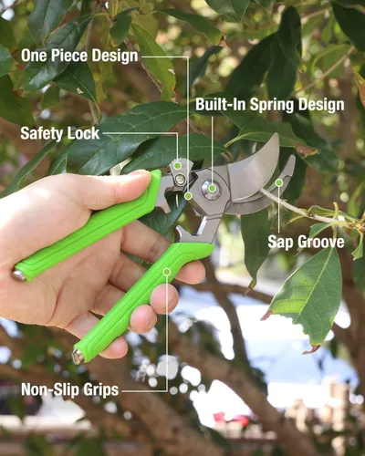 Miniatura 5 de WORKPRO Tijeras de podar de derivación de 8.5 pulgadas, tijeras de jardín profesionales con cuchillas de acero inoxidable forjado, capacidad