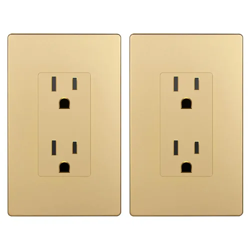 Miniatura 51 de LIDER LR15-TR-GD5P - Receptáculo decorativo mate c/tapa frontal intercambiable, tomacorriente a prueba de manipulaciones/niños, autoconexión a Dorado