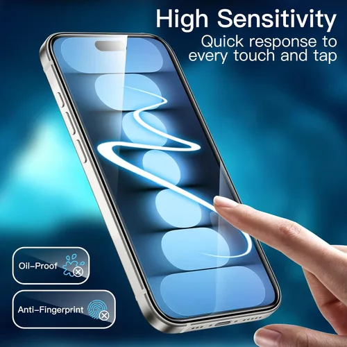Miniatura 7 de JETech Protector de pantalla para iPhone 15 Pro de 6.1 pulgadas, película de vidrio templado con herramienta de fácil instalación, compatible