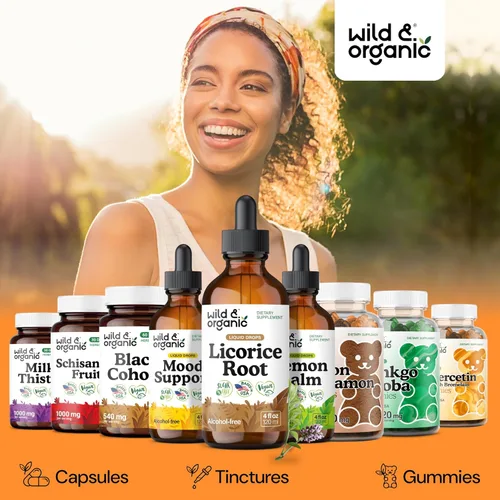 Miniatura 5 de Wild & Organic Tintura de Raíz de Regaliz - Soporte Digestivo, Pulmonar y de la Piel - Gotas Líquidas de Extracto de Raíz de Regaliz - Suplemento