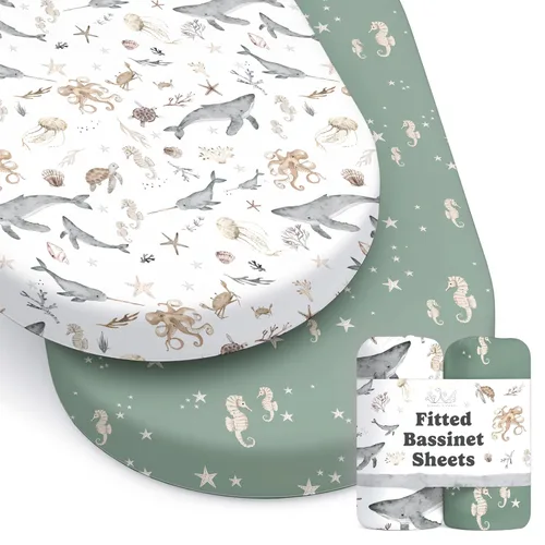 Miniatura 18 de Sábanas de cuna neutrales – Sábanas bajeras para cuna de bebé niña y niño – Paquete de 2 colchones estándar y niños pequeños – Mezcla de algodón
