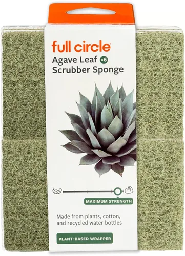 Miniatura 14 de Full Circle Esponja de limpieza resistente, hoja de agave robusta y celulosa sin plástico, esponja de platos de doble cara para hierro fundido