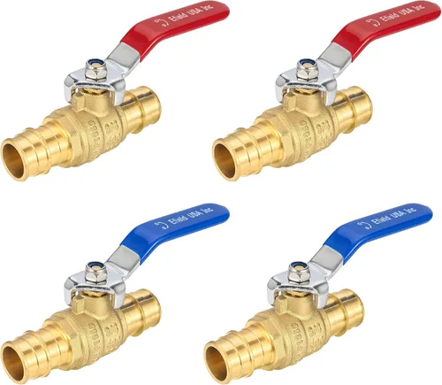 Miniatura 11 de Paquete de 2 EFIELD Válvula de bola de latón de cierre completo de puerto completo de expansión de Pex A de 1/2 pulgada con oreja caída, rojo