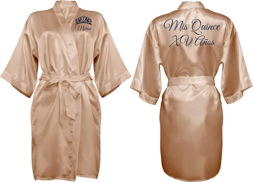 Miniatura 30 de Bata personalizada para mujer, tallas S-5XL, añade símbolos, texto y monogramas – Batas para bodas, viajes de niñas, cumpleaños y más