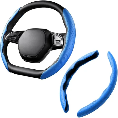 Miniatura 24 de LoyaForba Funda universal para volante de automóvil, protector universal de cuero segmentado de 15 pulgadas, antideslizante y suave, transpirable