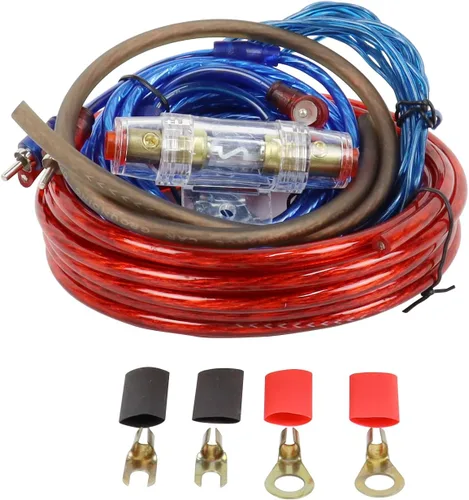 HBU Kit de cableado de amplificador de calibre 8, kit completo de instalación de amplificador de audio de automóvil de 8 AWG de alta corriente con