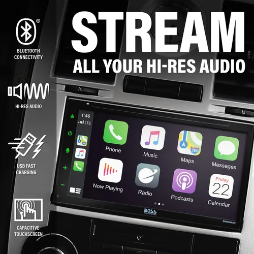 Miniatura 3 de BOSS Audio Systems Elite BV900ACP - Reproductor multimedia para automóvil con Apple CarPlay-Android Auto, doble Din, pantalla táctil capacitiva