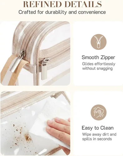 Miniatura 7 de Missnine Bolsa transparente para eventos de estadio, bolsa transparente acolchada para mujeres aprobada para estadio, bolsa cruzada de PVC