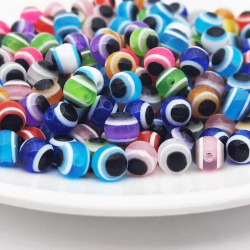 Miniatura 2 de INSPIRELLE 300 cuentas redondas de resina turca de ojo turco de 0.236 pulgadas de color mixto para joyería, pulseras y manualidades