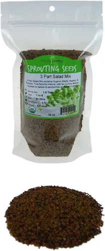 Handy Pantry Mezcla orgánica de germinación de ensalada y microgreens – 1 libra – Mezcla de alfalfa, brócoli, lenteja, frijol mung y semillas de
