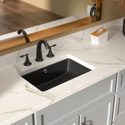 Miniatura 12 de Lordear Fregadero de baño blanco con un agujero de 24 x 20 pulgadas, un agujero, porcelana, cerámica, lavabo para lavabo de baño de 24 pulgadas
