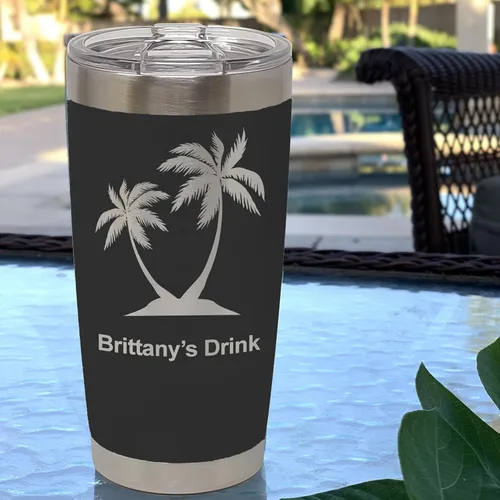 Miniatura 2 de LaserGram Vaso aislado al vacío de 20 onzas, tortuga marina hawaiana, grabado personalizado incluido (negro)