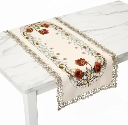 Miniatura 7 de Arzoe Camino de mesa de encaje con flores europeas vintage, corredores elegantes, decoración de mesa de armario y comedor (borgoña, 16×59 pulgadas)