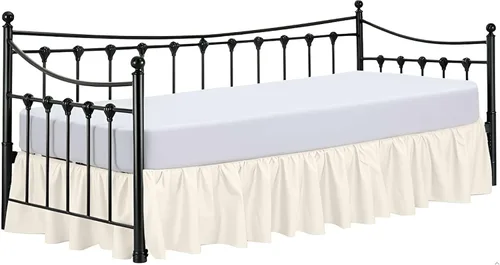 Miniatura 17 de Ready To Rest Falda para cama nido individual de 12 pulgadas de caída, faldas de cama estilo plisado para camas nido, esquinas divididas con Blanco