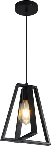 Miniatura 3 de Lámpara colgante de casa de campo negra para isla de cocina, lámpara colgante rústica, altura ajustable, lámpara colgante de techo de metal, mini