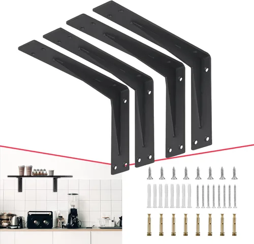 Miniatura 18 de CLT Soporte de Estante Negro, 12" X 5" Un Cuarto de Pulgada (1/4") de Grosor - Carga Máxima: 440 lb Rústico Industrial Moderno Granja Resistente